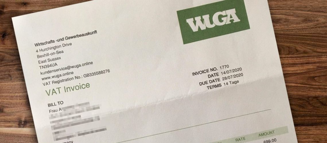 Abwehr der Abofalle WuGa - Wirtschafts und Gewerbeauskunft